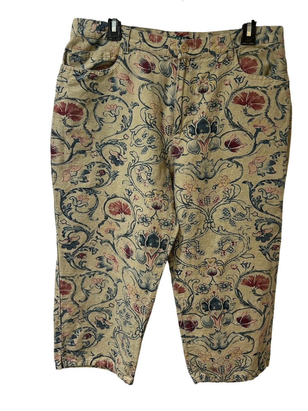 Lauren Ralph Lauren vintage-Inspired Floral Tapestry Linen blend Cropped Pants